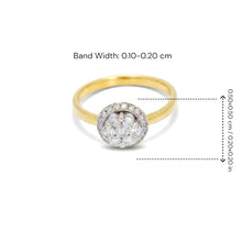 18K Yellow Gold Halo Illusion Wedding Ring | Natural Diamond Round Cluster Sunburst Design | Classic Jewelry