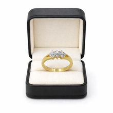 18K Yellow Gold Engagement Cluster Ring | Natural Diamond Triple Floral Motif | Classic Bridal Jewelry