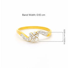 18K Yellow Gold Floral Cluster Engagement Ring | Natural Diamond Twisted Swirl Love Motif | Timeless Bridal jewelry