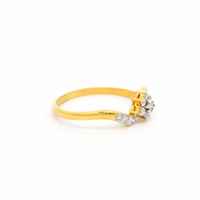 18K Yellow Gold Floral Cluster Engagement Ring | Natural Diamond Twisted Swirl Love Motif | Timeless Bridal jewelry