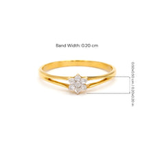 18K Yellow Gold Diamond Flower Cluster Ring | Seven-Stone Floral Design | Classic Engagement Style