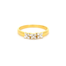 18K Yellow Gold Diamond Three-Flower Cluster Ring | Floral Engagement Design | Classic Sparkling Band