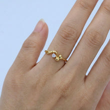 18K Yellow Gold Heart Solitaire Ring | Natural Diamond Dual Heart Swirl Motif | Romantic Promise Gift for Her