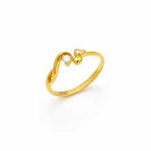 18K Yellow Gold Heart Solitaire Ring | Natural Diamond Dual Heart Swirl Motif | Romantic Promise Gift for Her