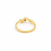 18K Yellow Gold Heart Solitaire Ring | Natural Diamond Dual Heart Swirl Motif | Romantic Promise Gift for Her