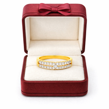 18K Yellow Gold Diamond Double Row Ring | Micro Pavé Band | Elegant Stackable Pinky Design