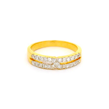 18K Yellow Gold Diamond Double Row Ring | Micro Pavé Band | Elegant Stackable Pinky Design