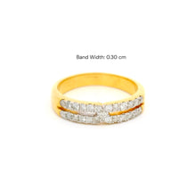 18K Yellow Gold Diamond Double Row Ring | Micro Pavé Band | Elegant Stackable Pinky Design