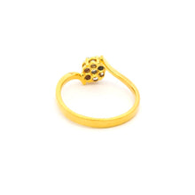 18K Yellow Gold Engagement Floral Cluster Ring | Natural Diamond Swirl Motif | Solitaire Center Bridal Elegance