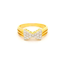 18K Yellow Gold Statement Bow Ring | Natural Diamond Ribbon Love Knot Motif | Modern Luxury Cocktail Jewelry