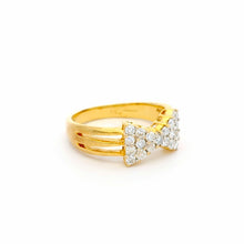 18K Yellow Gold Statement Bow Ring | Natural Diamond Ribbon Love Knot Motif | Modern Luxury Cocktail Jewelry