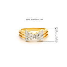 18K Yellow Gold Statement Bow Ring | Natural Diamond Ribbon Love Knot Motif | Modern Luxury Cocktail Jewelry