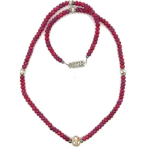 Natural Ruby Rondelle 4mm Facet Cut Bead Gemstone Necklace