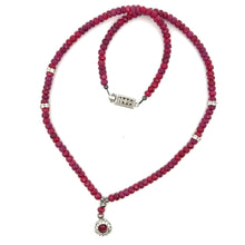 Natural Ruby Rondelle Facet Cut Precious Beads Clasp Necklace