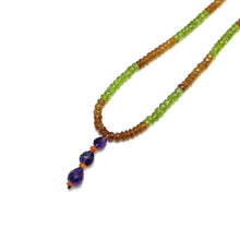 Spessartite Natural, Amethyst, Peridot, and Citrine Gemstone Necklace