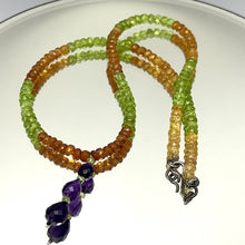 Citrine Natural, Spessartite, Peridot, and Amethyst Necklace