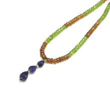 Citrine Natural, Spessartite, Peridot, and Amethyst Necklace