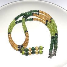 Peridot Natural, Citrine, Tsavorite, and Black Tourmaline Necklace