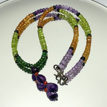 Spessartite Garnet Natural, Amethyst, Peridot, and Tsavorite Necklace