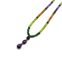 Spessartite Garnet Natural, Amethyst, Peridot, and Tsavorite Necklace