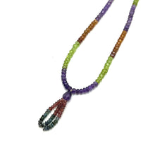 Garnet Natural, Peridot, Amethyst, Spessartite, and Blue Tourmaline Necklace