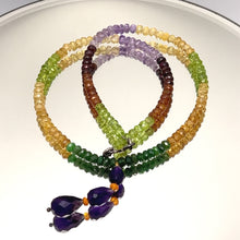 Tsavorite Natural, Amethyst, Spessartite Garnet, Citrine, and Peridot Necklace