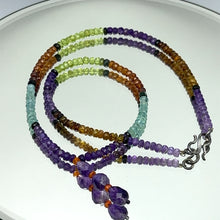 Aquamarine Natural, Peridot, Spessartite Garnet, and Amethyst Necklace