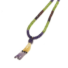 Citrine Natural, Spessartite Garnet, Peridot, and Amethyst Gemstone Necklace