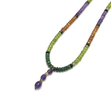 Spessartite Natural, Blue Tourmaline, Peridot, Amethyst, and Tsavorite Necklace