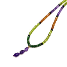 Tsavorite Natural, Black Tourmaline, Peridot, Spessartite, and Amethyst Necklace