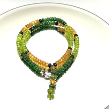 Tsavorite Natural, Peridot, Citrine, and Black Tourmaline Gemstone Necklace