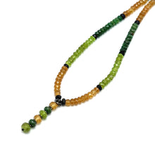 Tsavorite Natural, Peridot, Citrine, and Black Tourmaline Gemstone Necklace