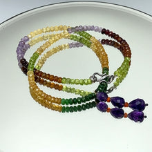 Peridot Natural, Citrine, Spessartite Garnet, Tsavorite, and Amethyst Necklace