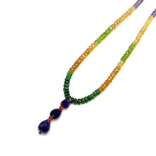 Peridot Natural, Citrine, Spessartite Garnet, Tsavorite, and Amethyst Necklace