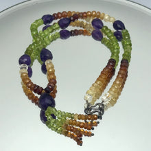 Natural Citrine,Spessartite Garnet,Peridot and Amethyst Necklace