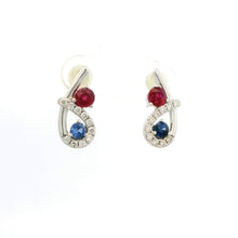 18K White Gold Bypass Stud Earrings | Natural Ruby, Sapphire & Diamonds | Minimalist Fine Jewelry