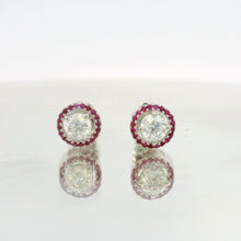 18K White Gold Natural Diamond Solitaire Stud Earrings | Ruby Halo Design | Timeless Classic Jewelry