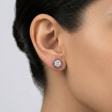 18K White Gold Natural Diamond Solitaire Stud Earrings | Ruby Halo Design | Timeless Classic Jewelry