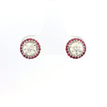 18K White Gold Natural Diamond Solitaire Stud Earrings | Ruby Halo Design | Timeless Classic Jewelry