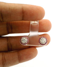 18K White Gold Natural Diamond Solitaire Stud Earrings | Ruby Halo Design | Timeless Classic Jewelry