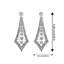18K White Gold Natural Diamond Art Deco Drop Earrings | Vintage Geometric Statement Jewelry