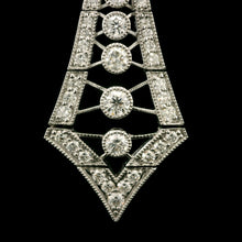 18K White Gold Natural Diamond Art Deco Drop Earrings | Vintage Geometric Statement Jewelry