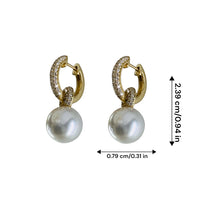 18K Yellow Gold Natural Pearl and Diamond 'C' Drop Hoop Earrings | Timeless Classic Minimalist Jewelry