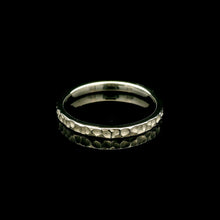 18K White Gold Ring | Handmade Hammered Texture | Vintage-Inspired Stackable Wedding Band