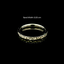 18K White Gold Ring | Handmade Hammered Texture | Vintage-Inspired Stackable Wedding Band