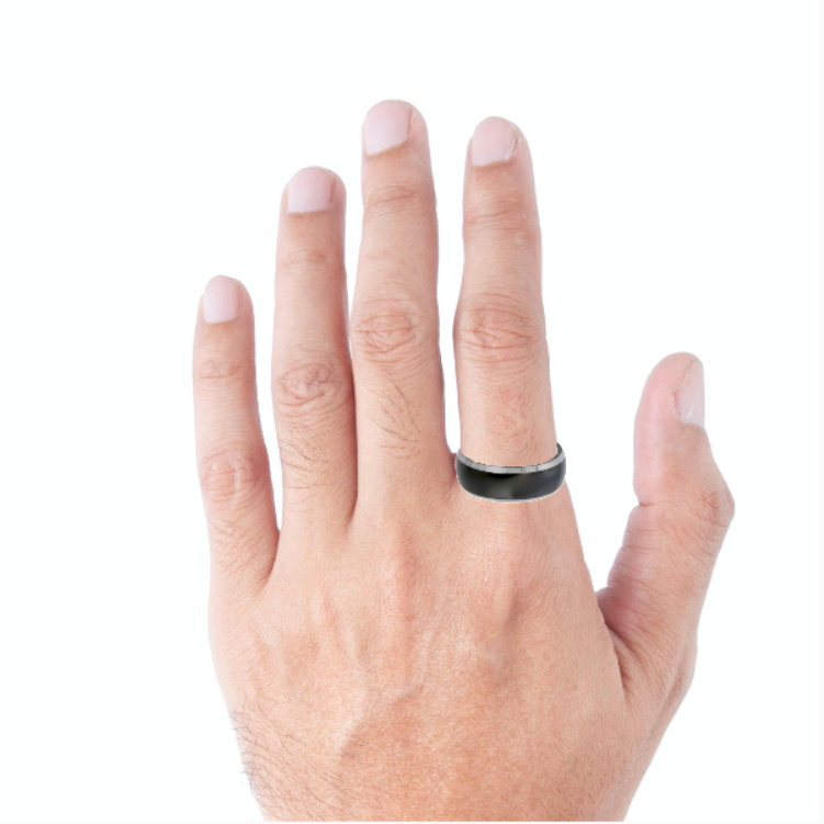 Tungsten Ring Domed Glossy Black Center Step Edges  Band