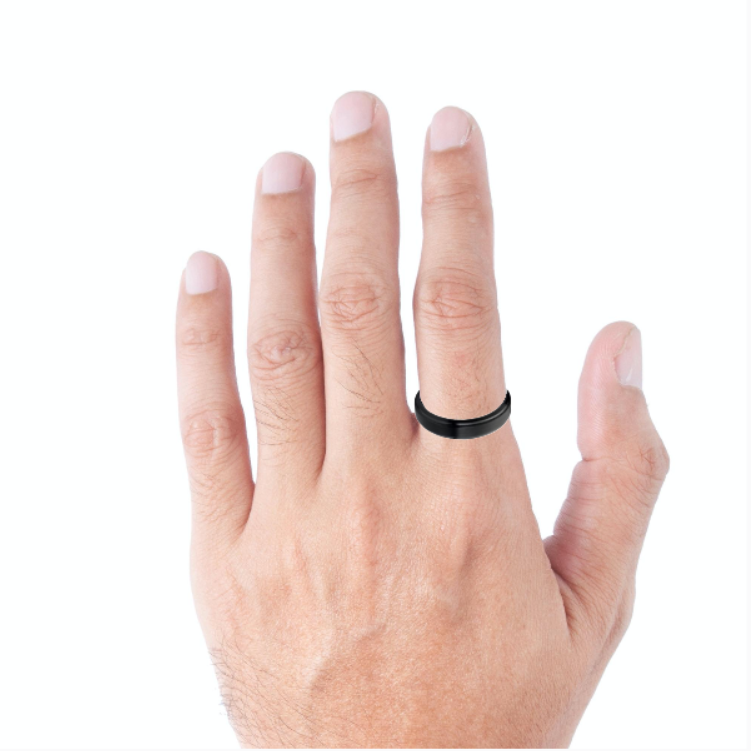 Tungsten Ring 2mm Center Raised Black Brushed Matte Finish Band