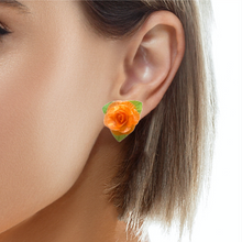 Handmade Earrings Fish Scales Orange Rose Jewelry