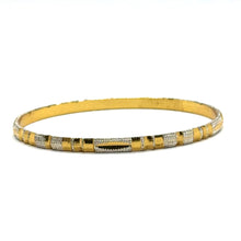 Statement White Yellow Gold Plated metal Bangles with Bold Patterns and Timeless Traditional Engraving