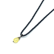 Yellow Stonw Pendant Drop Shape 16mm Glass Stone With Black Twisted Cord Necklace Bold Color Expression And Lively Mood